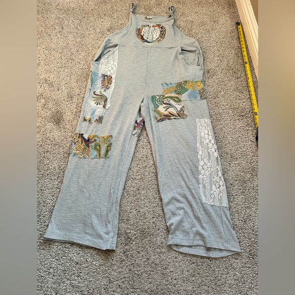 New POL Light Blue Patchwork Jumpsuit - Picture 4 of 10